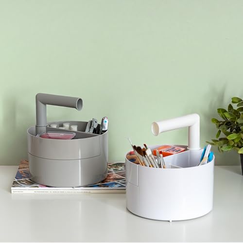 IRIS USA Desk Pencil Organizer |Made in USA| 6 Storage Compartments - White - color: White