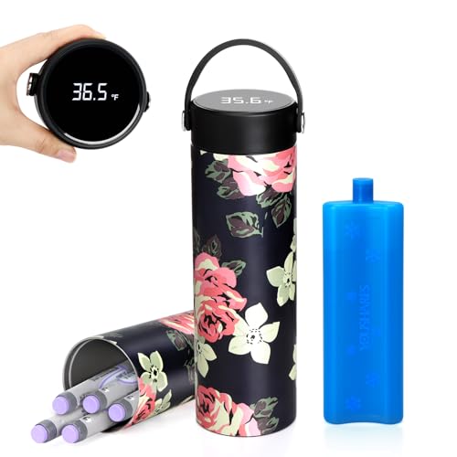48H Insulin Cooler Travel Case TSA Approved with ℃/℉ Temperature Display - color: 01_blooming Roses