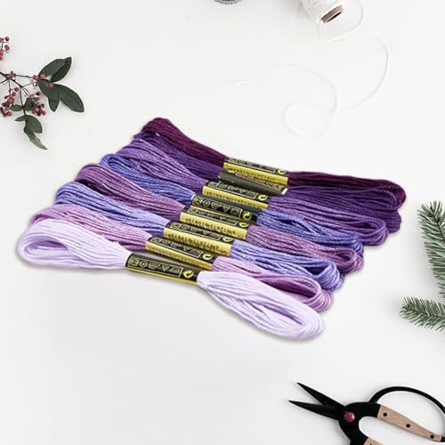 16 Skeins 131 Yards Embroidery Thread Friendship Bracelets String Cross Stitch Threads Cotton Floss Yarn DIY 6 Ply 1.2mm for Making Sewing Needlework Knitting Stitching Craft Supply Purple - color: Purple