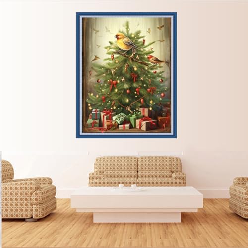 Foxdiviy Stamped Cross Stitch Kits Full Range of Embroidery Needlework Starter Kits for Beginners Adults 11CT Embroidery Patterns Art Crafts DIY Needlepoint Kits-Christmas Tree 16x20 inch - color: Stamped Set 01