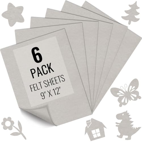 IONTACH 9" X 12" Soft Felt Sheets 1.6mm Thick (6 Packs, Light Grey) - color: Light Grey