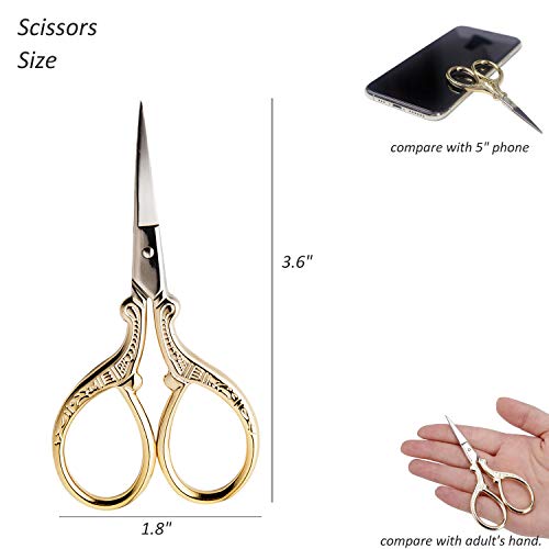 BIHRTC 3.6 Inch Embroidery Scissors Small Sewing Stainless Steel Tip - color: Gold