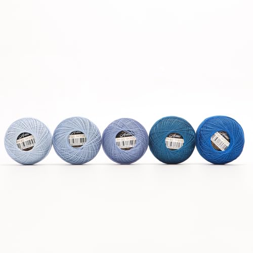 Size 40 Double Mercerized Egyptian Long Staple Cotton Pearl Thread 5 Colors per Box for Crochet Embroidery Cross Stitch (Set F) - color: set F