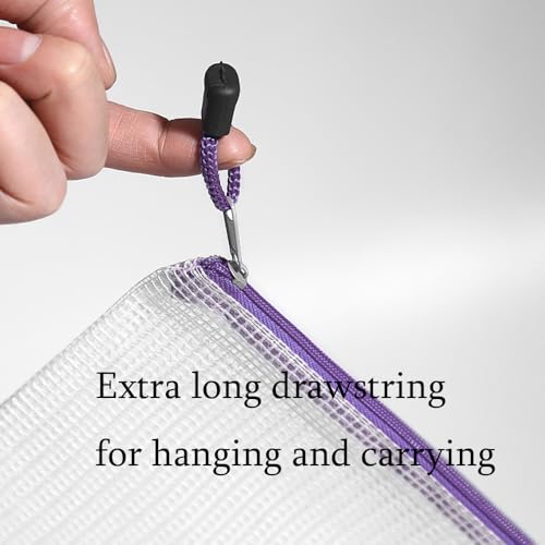 Mesh Zipper Pouch Bag,A3 Zipper Bag for Organizing Storage, Waterproof Zipper Pouch,17" x 12"/44cm x 32cm, File Bag for School and Office Supplies (Purple) - color: Purple