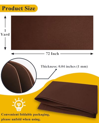 Brown Felt Fabric 72" x 36", Large Stiff Craft Felt Sheet by The Yard - color: Brown, size: 72" X 36" (1 Yard)