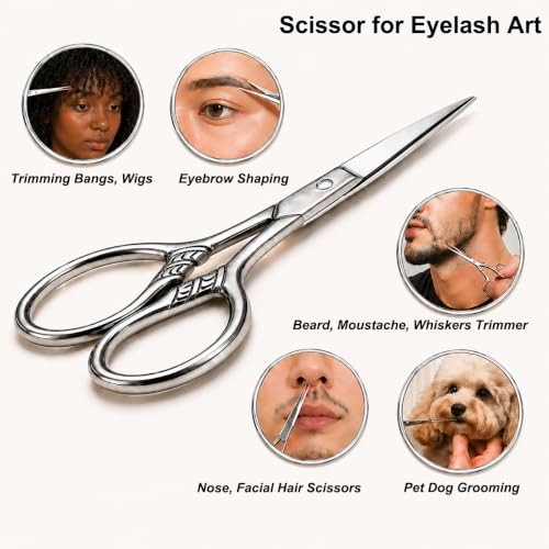 Small Precision Scissors, 3.5in Beauty Grooming Kit - color: Stainless Steel Color
