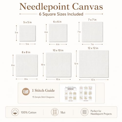6 Sizes Blank Needlepoint Canvas 18 Mesh Cotton Blank Canvas Set