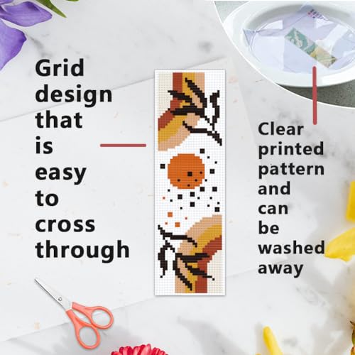 INFUNLY 6PCS Boho Cross Stitch Bookmark Kits 8''x2.4'' Landscape Bookmark Making Kit Moon Phases DIY Stamped Embroidery Bookmarks for Beginners with Instruction for Book Lovers Reader Writers Gift - style: Boho Landscape
