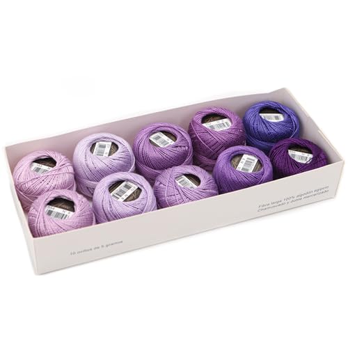 Size 8 Double Mercerized Egyptian Long Staple Cotton Pearl Thread Ball 5 Grams Rainbow Color Embroidery Thread 10 Colors per Box for Crochet Hardanger Cross Stitch Hand Embroidery (Set D) - color: Set D