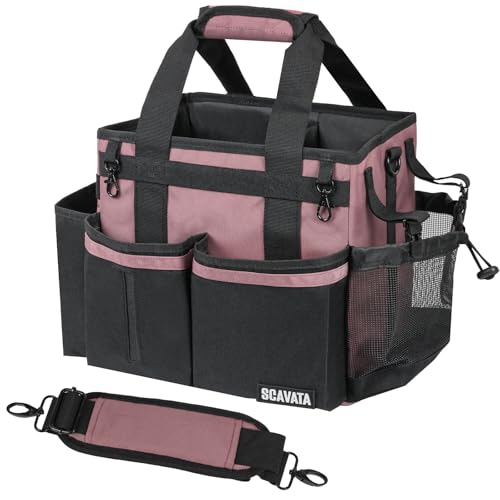 SCAVATA Compact Wearable Cleaning Caddy with Handle & Shoulder Straps - color: LotusPink