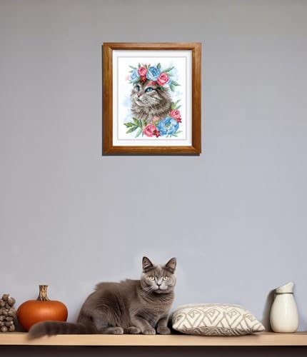 RIOLIS 2088 Cat in Flowers Counted Cross Stitch Kit 6 x 7 in - style: Cat in Flowers 2088