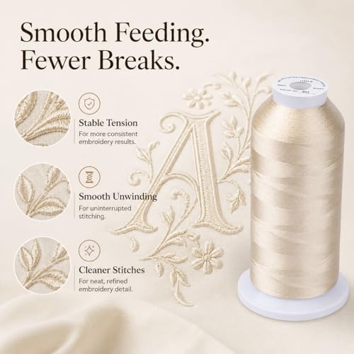 Simthread 5500Yds/5000M 40WT Polyester Embroidery Thread Beige 843 - color: Beige843