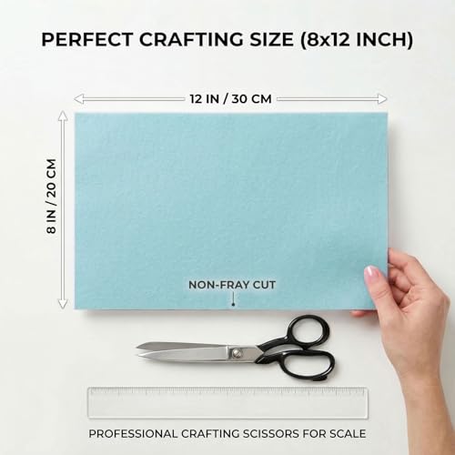 Light Blue Felt Fabric Sheets Stiff 20 Pcs 8" X 12" 1mm Thick - color: Light Blue