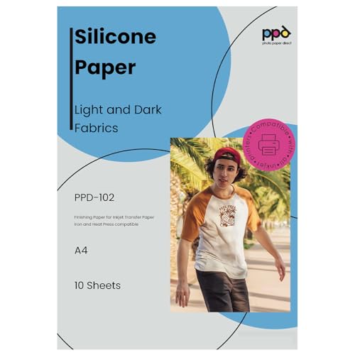 PPD 10 Sheets 8.5x11" Iron-on Heat Transfer Paper Dark Fabrics Inkjet - size: 8.5 x 11, style: Silicon (10 Sheets)
