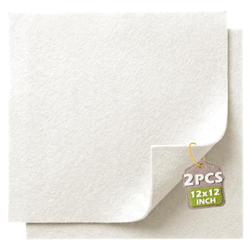 Ivory Soft Felt Sheets for Crafts, 12" x 12", 1.6mm Thick, 2 Pcs - color: Ivory