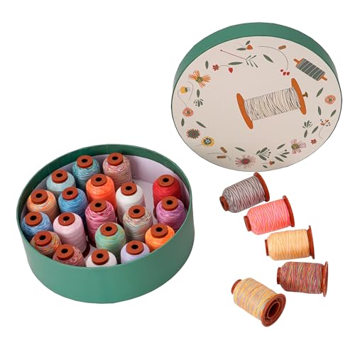 24 Colors Rainbow Variegated Serger Sewing Thread Set,500Y Each Spool Polyester Serger Thread,Rainbow Thread 40wt Variegated Quilting,for Sewing Machines,Hand Sewing&Embroidery&Serger