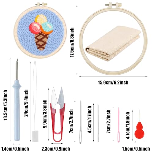 Woohome Punch Needle Kit Included Plastic Hoops, Punch Needle Cloth, Color Yarn and Punch Needle Tools for Adults, Beginners (Custard Cream) - color: Color 22