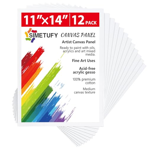 Simetufy 11 x 14 inch 12 Pack Painting Canvas Panels, Canvas Boards - size: 11"x14"