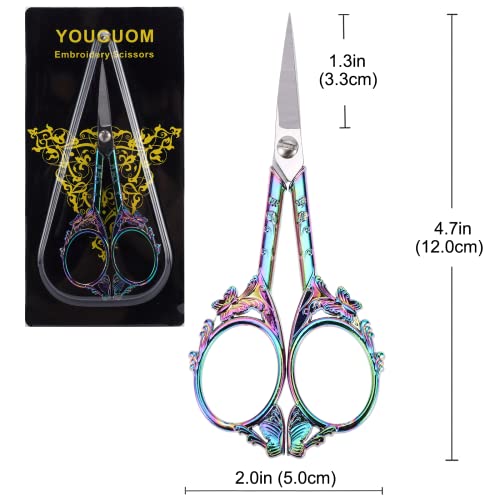 YOUGUOM Sewing Embroidery Scissors, Small Craft Scissor with Cover - color: Rainbow