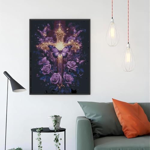 Religious Stamped Cross Stitch Kits - Cross Stitch Kits for Beginners，Adults Needlepoint Cross-Stitch Patterns Dimensions Needlecrafts Embroidery Kits Arts and Crafts 11.8x15.7 Inches - color: D069