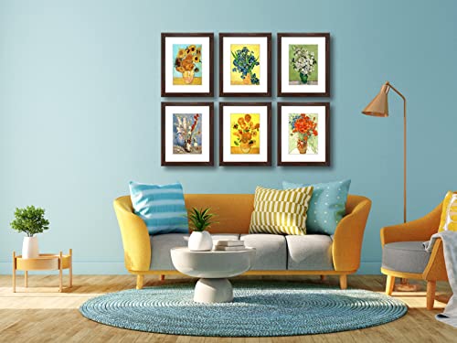8x10 Picture Frame Set of 6 with Real Glass for Pictures 5x7 with Mat or 8x10 Without Mat, Wall or Tabletop Gallery Photo Frames Walnut - color: Walnut, size: 8x10(set of 6)
