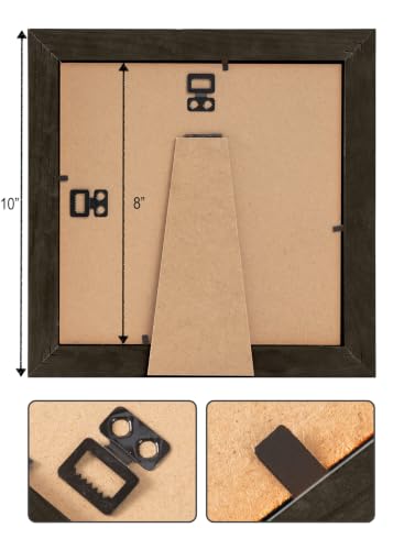 Rustic Wooden Square Picture Frames 8x8 - Set of 2-100% Natural Eco Distressed Wood with Real Glass for Wall Mounting and Tabletop Photo Frame - Dark Grey - color: Dark Grey