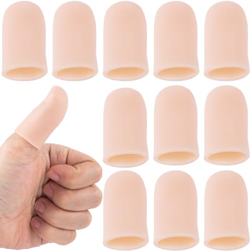 PAGOW 10pcs Gel Finger Cots/Covers, Silicone Finger Protector Support Cots - color: [10pcs] Small, Skin Colour