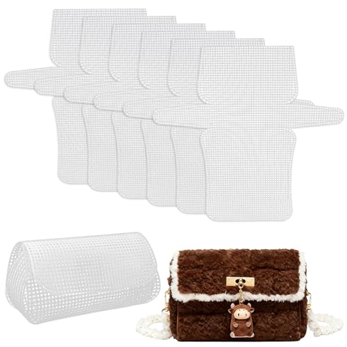 Framendino, 6 Pack Plastic Mesh Canvas Sheets Clear Blank Embroidery Tools for Crochet Bag Making