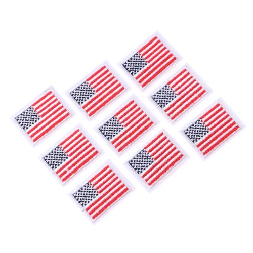 10pcs Small American Flag Patches, US Flag Patriotic Embroidered Sew/Iron on Patch Appliques Memorial Day Veterans Day Remembrance Day DIY Crafts for Uniforms, Hats, Backpacks, Clothing (Red) - color: Red Flag