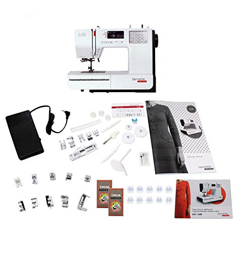Bernette B38 Swiss Design Computerized Sewing Machine | 394 Stitches, LCD Display, Extension Table, 8 Presser Feet | Bobbins, Needles, Threader, Foot Pedal, Seam Ripper, Screwdriver, Spool Caps