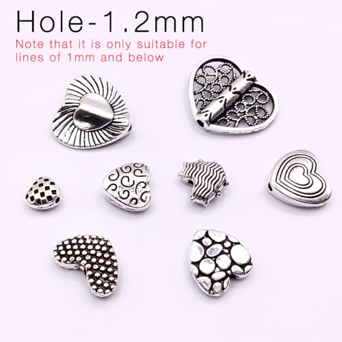 stino Silver Metal Spacer Beads for Jewelry Making, Heart Butterfly Flower Fish Beads for Bracelet Necklace Earrings,Jewelry Findings & Supplies, 50g (Heart (60pcs)) - color: Heart (60pcs)
