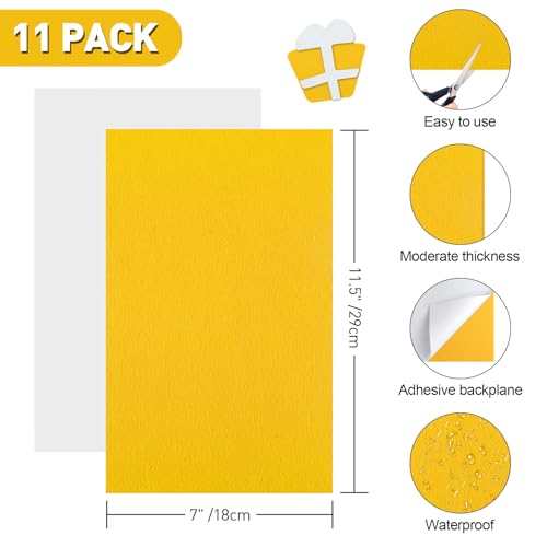 NACHLYNN Self Adhesive Felt Fabric Sheets 7"x11.5" /18x29cm Sticky Back Felt Fabric for Crafts Art Project DIY Sewing Patchwork Decoration (11, Yellow) - color: Yellow