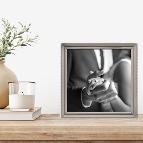 Lawrence Frames 11555 Antique Pewter 5x5 Picture Frame - Bead Border Design - color: Pewter, size: 5x5