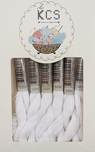 KCS 25 M/Skein Mercerized Pearl Cotton Crochet Needlepoint Thread,Size 5,6 skeins,Snow White - color: Snow White