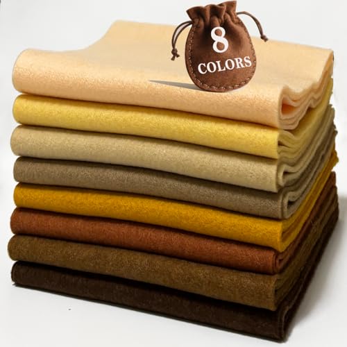 Brown 8 Assorted Soft Felt Sheets Fabric, Each 8'' x 36'' 1.6mm Thick - color: Brown Series