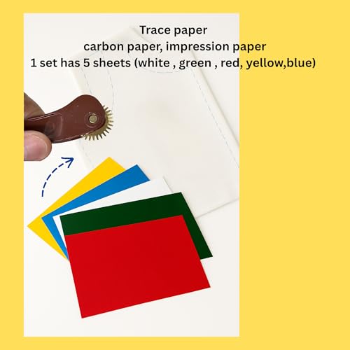 5 Sheets 5 Color Tracing Paper for Sewing Carbon Paper with Tracing Wheel Fabric tracing Paper for Tailor Sewing Sewing Cross Crafts 9 x 11" Transfer Sheets Fabric, Wood, Leather