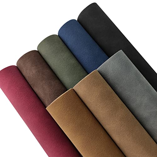 8 Pcs Frosted Suede Faux Leather Fabric Velvety Touch Soft Synthetic PU Leather for Upholstery Fashion Handicraft DIY Projects (21cmx30cm) - color: Frosted-dark Color