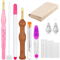 WILLBOND 17 Pcs Punch Needle Kit Adjustable Embroidery Set,Pink, Purple - color: Pink, Purple