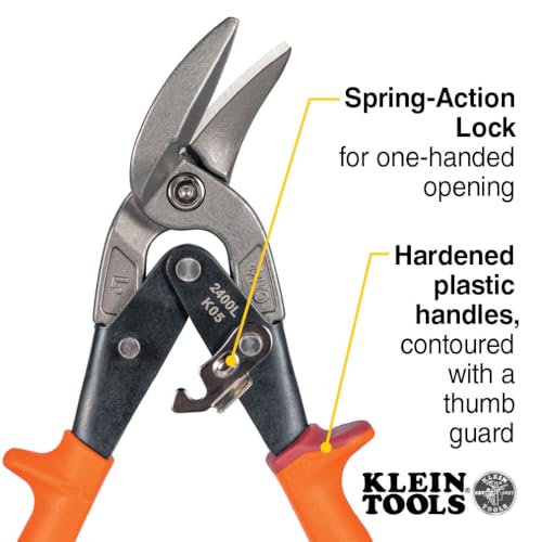 Klein Tools 2400L Left-Cutting Offset Snips, Aviation Tin Snips with Forged Blade for Precision Sheet Metal Cutting - style: Left-Cutting