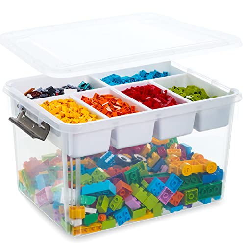 Citylife 32QT Clear Craft Organizers and Storage Box with Removable Tray - size: 32 Qt- 1 Pack