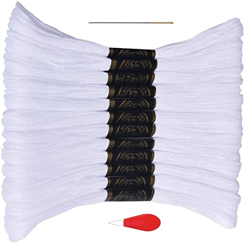 White Embroidery Floss, Embroidery Thread 12 skeins - color: 12 white, size: 12skeins