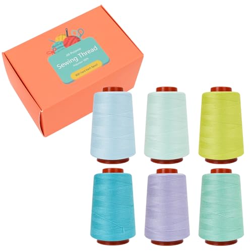 6 Pcs Sewing Thread Set, All Purpose Sewing Thread, 40 wt,Each 800 Yards of Polyester Threads for Sewing Machine, Hand Stitching, Quilting, Serger (Cool Color System) - color: Cool color system