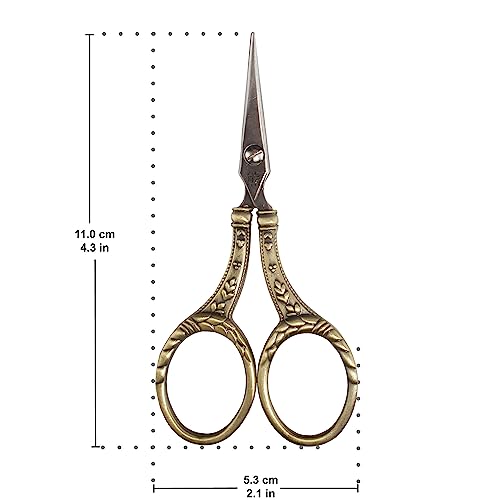 JubileeYarn Decorative Floral Embroidery Craft Scissors - Bronze - 3 Scissors - color: Decorative Floral - Bronze, size: 3 Scissors