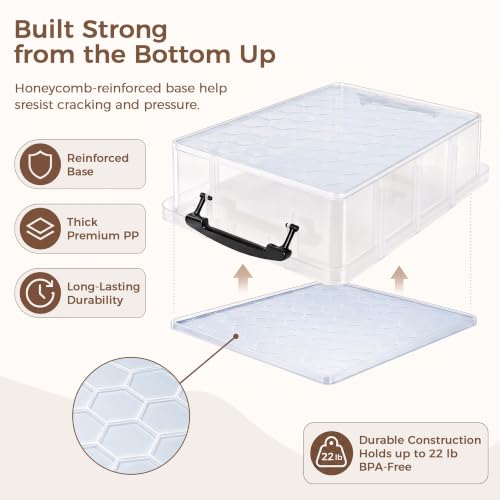 Citylife 2PC Clear Craft Organizers and Storage with 3 Removable Dividers - size: 6.4 Qt-2 Pack-D