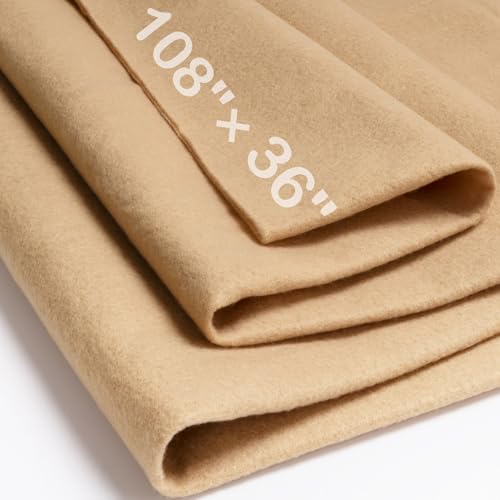 XSEINO Tan Large Felt Fabric 108" X 36 "(3 Square Yards), 1.4 mm Thick Soft Felt Fabric Sheet for Crafts, Yellow Series Colors Soft Nonwoven Fabric, Fit for Decoration, Sewing, DIY Crafts - color: Tan