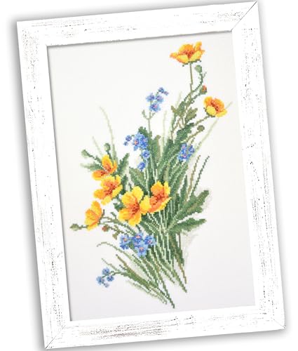 Povitrulya Meadow Buttercup Counted Cross Stitch Kit - Wildflower Art - color: Meadow Buttercup
