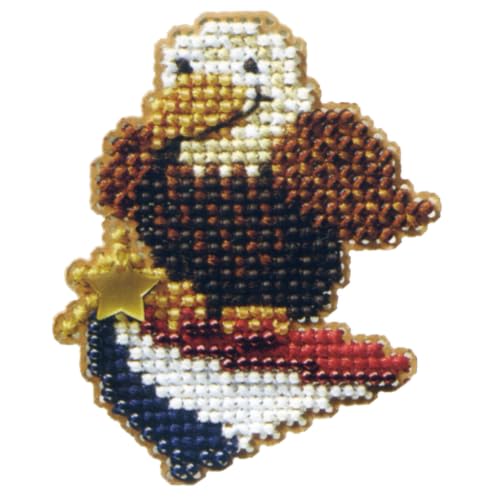 American Eagle Beaded Counted Cross Stitch Patriotic Ornament Kit Mill Hill 2008 Autumn Harvest MH18-8206