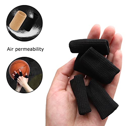 20 Pcs Finger Sleeves Protectors, Elastic Sport Finger Sleeves, Black/Nude - color: Black,Skin Tone