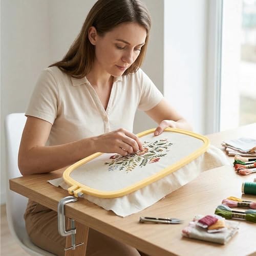 Huacan 4 Pcs Embroidery Hoop - Square Cross Stitch Hoop Set ABS Plastic Embroidery Hoops for Art Craft Sewing Tools Embroidery Ring for Sewing Needlework