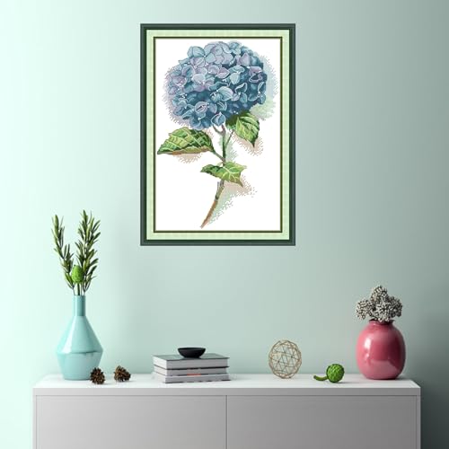 Stamped Cross Stitch Kits - 11 CT Printed Cross Stitch Kits for Adults Beginners,Embroidery Kits Printed Stitching Patterns Needlepoint Art Crafts for Home Deco - Blue Flowers 11.3×17.5 inch - color: 11CT:11.3×17.5 inch